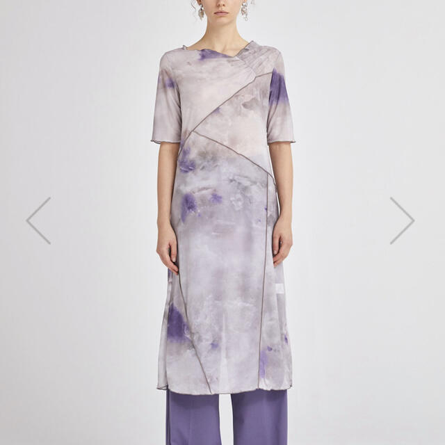 murral candle print sheer dress(purple)トップス