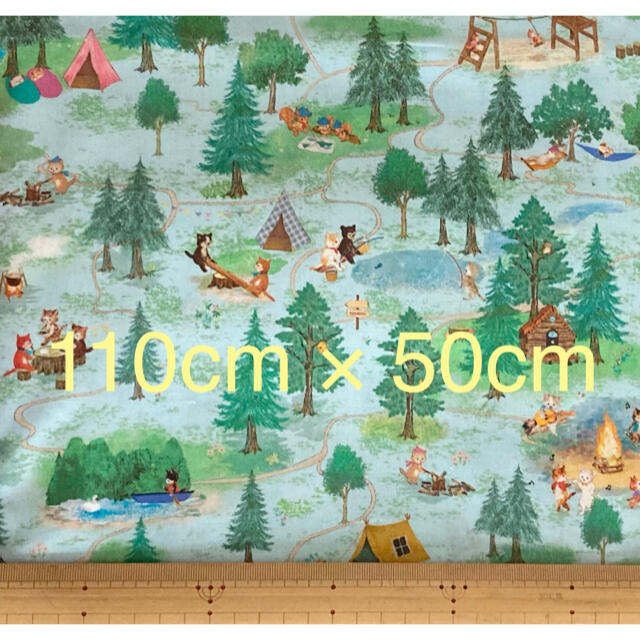 franche lippee(フランシュリッペ)のyukiemon ユキエモン　110cm ×50cm  キャンプ　水色 ハンドメイドの素材/材料(生地/糸)の商品写真