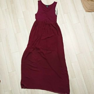 フォーエバートゥエンティーワン(FOREVER 21)のUSED／FOREVER21 異素材ワントーン マキシ丈シフォンワンピース(ロングワンピース/マキシワンピース)