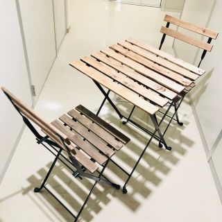 イケア(IKEA)の お値下げ❗️IKEA ガーデンテーブルセット　折り畳み可能(テーブル/チェア)