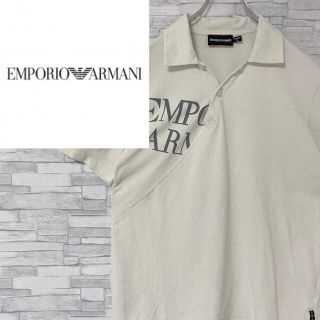 エンポリオアルマーニ(Emporio Armani)の【レア】エンポリオアルマーニ　半袖ポロシャツ  デカロゴ　生成り　　L(ポロシャツ)