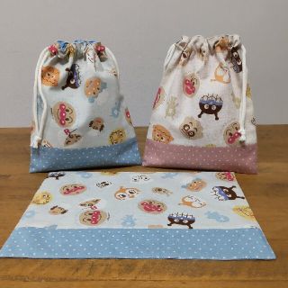 Yukitama様専用　ハンドメイド　アンパンマン　給食袋　巾着　ランチマット(ランチボックス巾着)