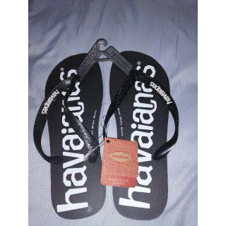 ハワイアナス(havaianas)のハワイアナスロゴマニアブラック(ビーチサンダル)