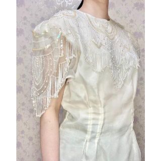 ビーズ装飾が素敵なヴィンテージブラウス💐(シャツ/ブラウス(半袖/袖なし))