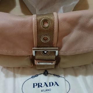 プラダ(PRADA)のPRADA ピンク×ベージュ 肩掛けショルダーOK(ハンドバッグ)