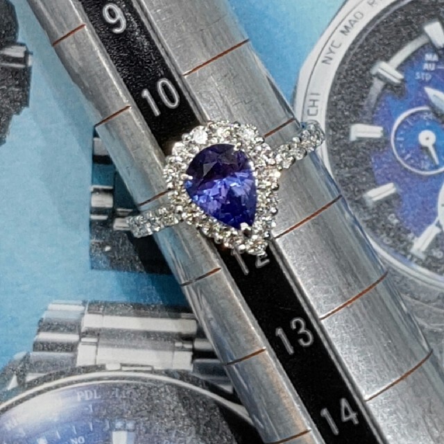 天然タンザナイト1.10ct!天然ダイヤモンドリングpt900鑑別書付き レディースのアクセサリー(リング(指輪))の商品写真