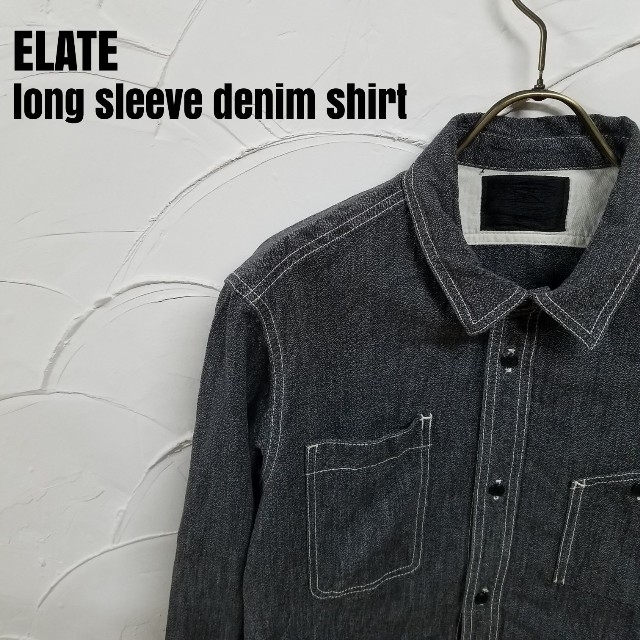 ELATE(イレイト)のELATE/イレイト 長袖 マチ付き ブラック デニムシャツ メンズのトップス(シャツ)の商品写真