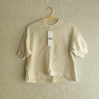 ジーユー(GU)の新品未使用 GU ガールズ ワッフルプルオーバー 5分袖(Tシャツ/カットソー)