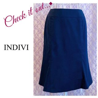 インディヴィ(INDIVI)のINDIVI インディヴィ ひざ丈スカート 黒 オフィス 美ライン OL 制服(ひざ丈スカート)