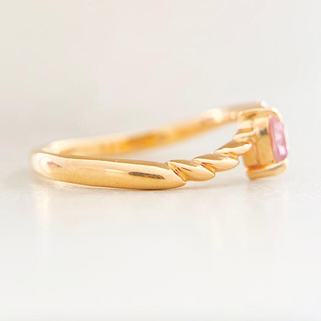 【専用】新品 K18 ピンクトルマリン ダイヤモンド  ゴールド リング レディースのアクセサリー(リング(指輪))の商品写真