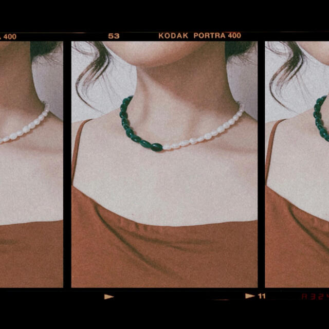 Spick & Span(スピックアンドスパン)の80 handmade necklace “PEARLS AND GREEN” ハンドメイドのアクセサリー(ネックレス)の商品写真