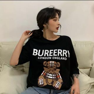 ザラ(ZARA)の新品👜デザイナーファッションbearトップスブラック(Tシャツ(半袖/袖なし))