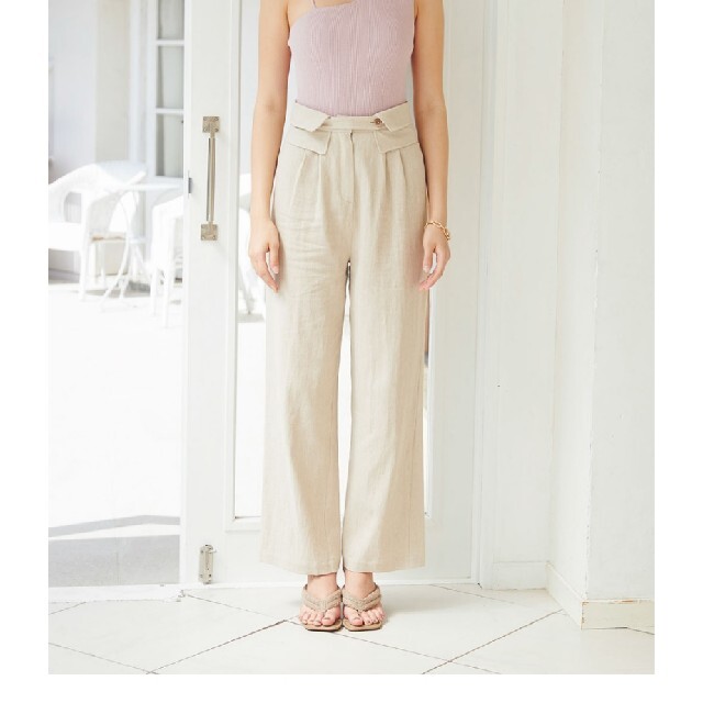 ALEXIA STAM(アリシアスタン)のHigh Waist Wide Relax Pants Beige レディースのパンツ(カジュアルパンツ)の商品写真