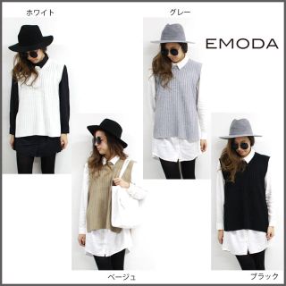 エモダ(EMODA)のEMODA ワイドスリットノースリーブニット グレー(ニット/セーター)