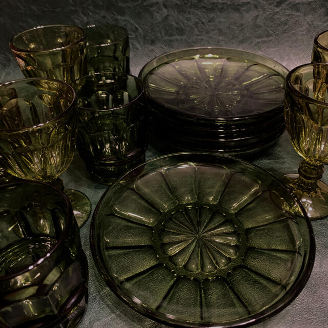 Noritake Green glass Tableware 14 pieces 7