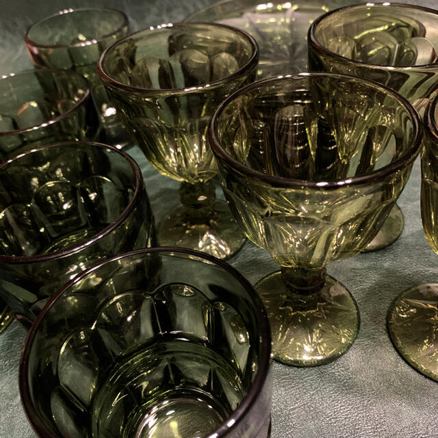 Noritake Green glass Tableware 14 pieces 8