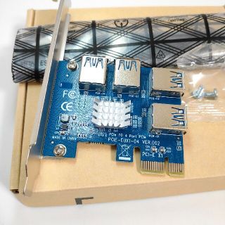 【新品】PCI-E ４分岐 ライザーケーブル接続カード