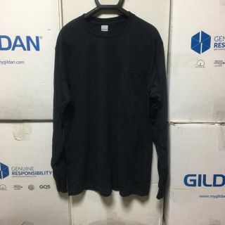 ギルタン(GILDAN)のGILDANギルダン☆ロンT☆長袖無地Tシャツ☆ポケット付き☆ブラックM黒(Tシャツ/カットソー(七分/長袖))