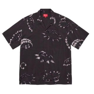 シュプリーム(Supreme)のSupreme Studded Collars Rayon Shirt 黒 M(Tシャツ/カットソー(半袖/袖なし))