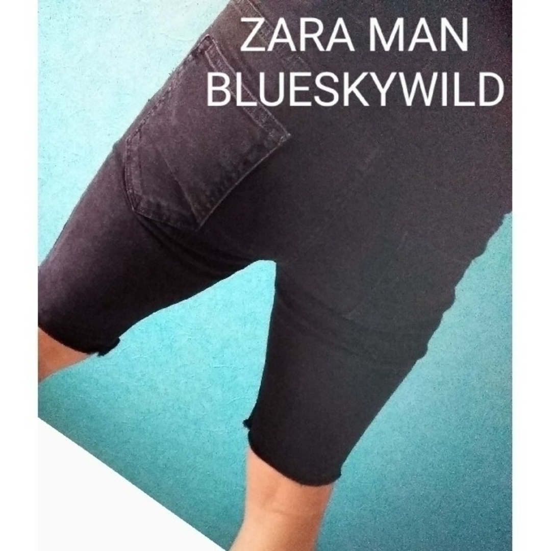 ZARA(ザラ)のZARA STRETCHカットオフボタンフライヴィンテージブラックショートパンツ メンズのパンツ(ショートパンツ)の商品写真
