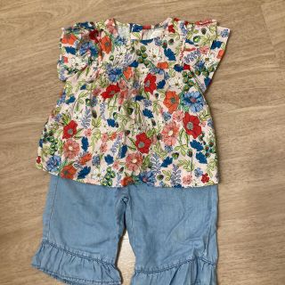 ザラキッズ(ZARA KIDS)のザラベイビー　フラワー　フリル　ブラウス(Ｔシャツ)