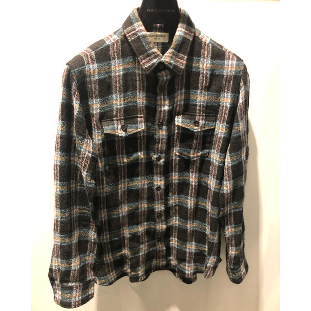 サンローランパリ ブリーチチェックシャツ XS パンツコートデニム 