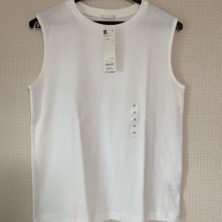 ジーユー(GU)の【新品タグ付き】GU スムーススリーブレスT 白(Tシャツ(半袖/袖なし))