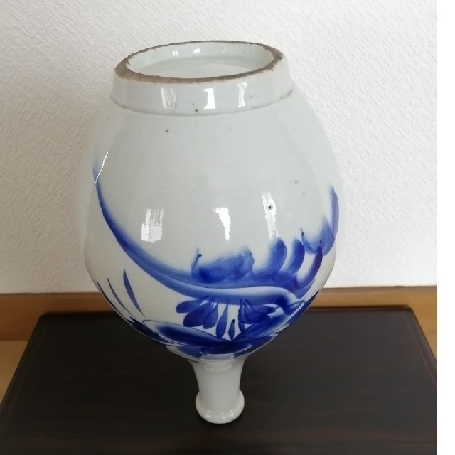 №1 古伊万里 大徳利 染付牡丹紋 美品
