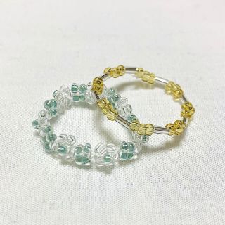 ディーホリック(dholic)のハンドメイド　ビーズリング２点セット🤍おまけリング付き(リング)