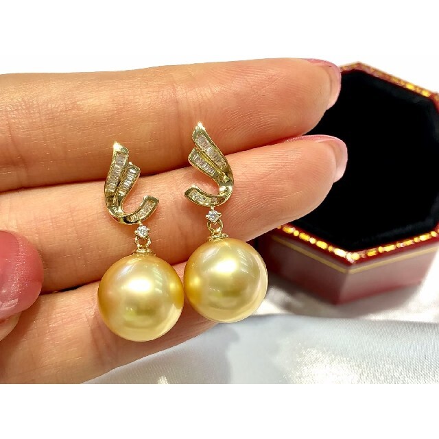 25%OFF】 【高級】天然南洋真珠 ダイヤモンド付きピアス11-12mm k18 25%OFF】 【高級】天然南洋真珠 ダイヤモンド付きピアス11-12mm k18