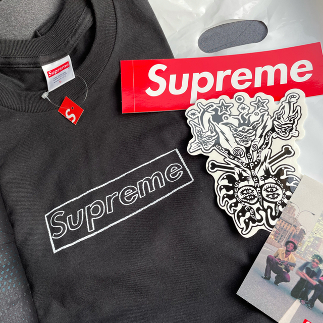 Supreme KAWS Chalk Logo Tee "Light Pine