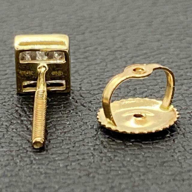 本物 0.25ct ダイヤモンド 14k YG イエローゴールド ピアス 2個