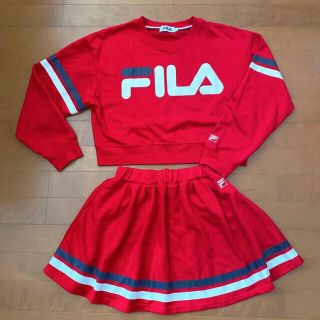 フィラ(FILA)の【ミリアリア様専用】FILA セットアップ スカート 赤 スウェット 上下セット(ひざ丈ワンピース)