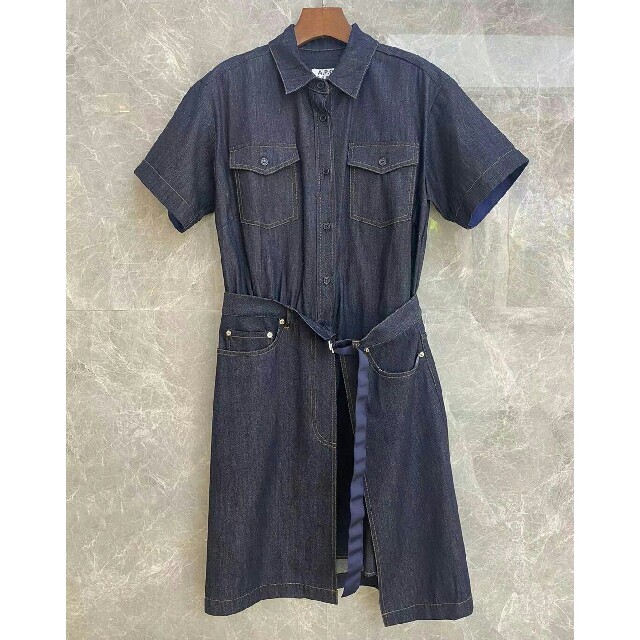 21 新作 A P C S サイズ レディース 無地 デニムワンピース Sacai ひざ丈ワンピース 21 新作 A P C S サイズ レディース 無地 デニムワンピース Sacai ひざ丈ワンピース