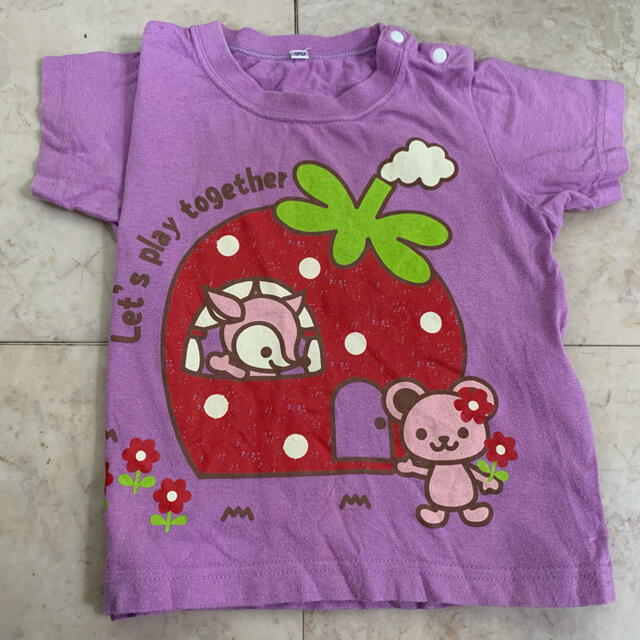 90サイズ可愛いTシャツ動物いちごシカくま紫 キッズ/ベビー/マタニティのキッズ服女の子用(90cm~)(Tシャツ/カットソー)の商品写真