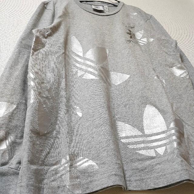 adidas - 美品 グレー 総柄 adidas ロングTシャツ 希少 カットソー
