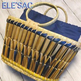 未使用！ ELE’SAC　ベローズ バスケット　カゴバッグ　ブルー(かごバッグ/ストローバッグ)