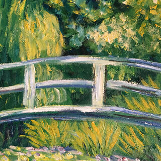 手書き油絵 クロード・モネ 睡蓮の池 日本の橋 インテリア 絵画 油彩画