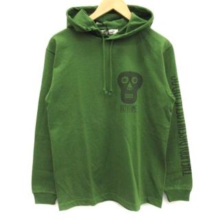 クーティー(COOTIE)のクーティー Hooded Print L/S Tee パーカー イラスト S 緑(パーカー)