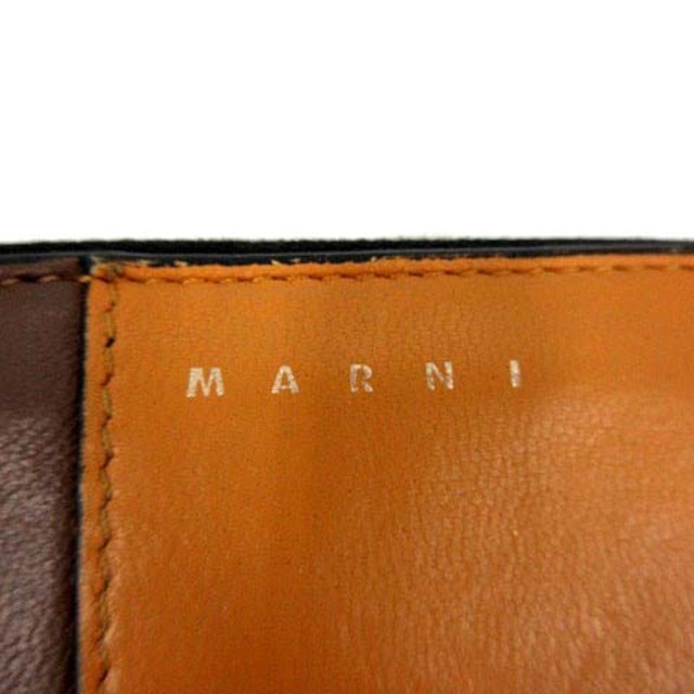 Marni(マルニ)のマルニ 財布 二つ折り ラウンドファスナー レザー 切替 オレンジ 黒 茶 レディースのファッション小物(財布)の商品写真
