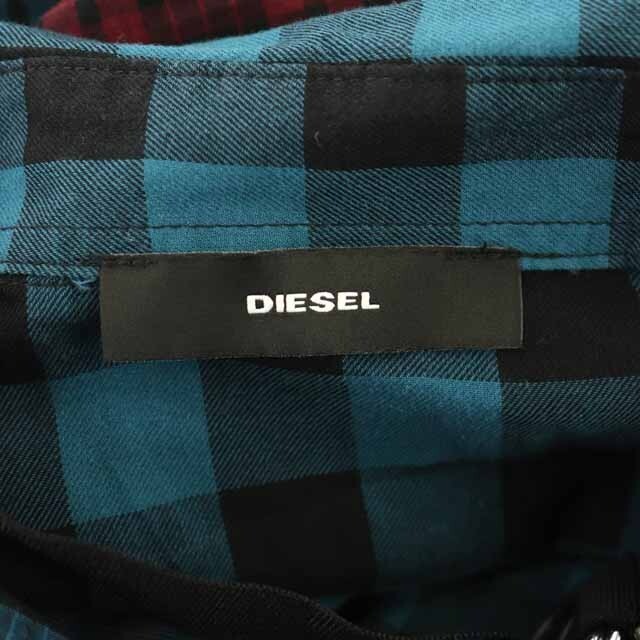 DIESEL(ディーゼル)のディーゼル DIESEL シャツ 長袖 チェック ロング XXS 青 黒 赤 レディースのトップス(シャツ/ブラウス(長袖/七分))の商品写真