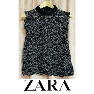 ザラ(ZARA)のZARA WOMAN 花柄レースのノースリーブ　Ｌサイズ(シャツ/ブラウス(半袖/袖なし))