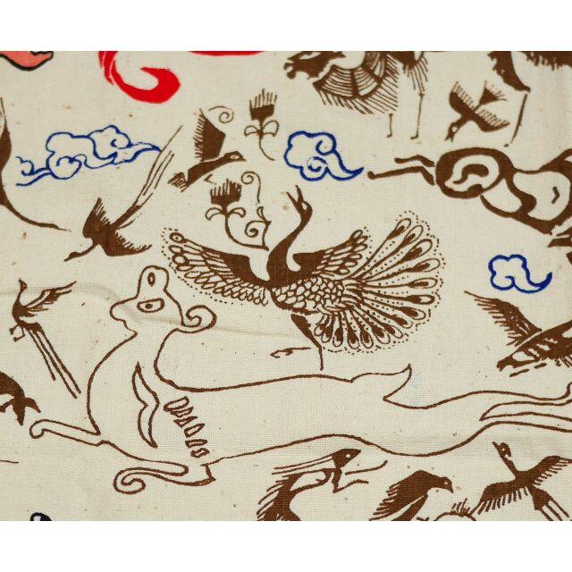 プリント生地　アプサラス　敦煌　48×100　中国　1970s ヴィンテージ ハンドメイドの素材/材料(生地/糸)の商品写真