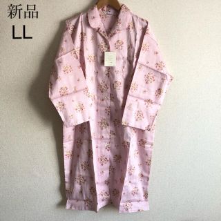 ベルメゾン(ベルメゾン)の新品 ナイトウェア 日本製 ピンク 花柄 ストライプ LL 大きいサイズ(パジャマ)