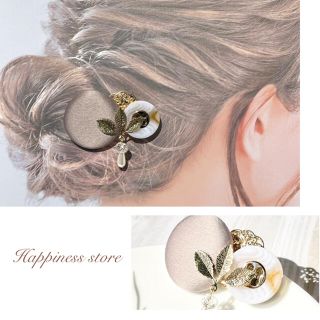 No.194 新商品✨パール揺れるグレージュ　ポニーフック  ハンドメイド(ヘアアクセサリー)