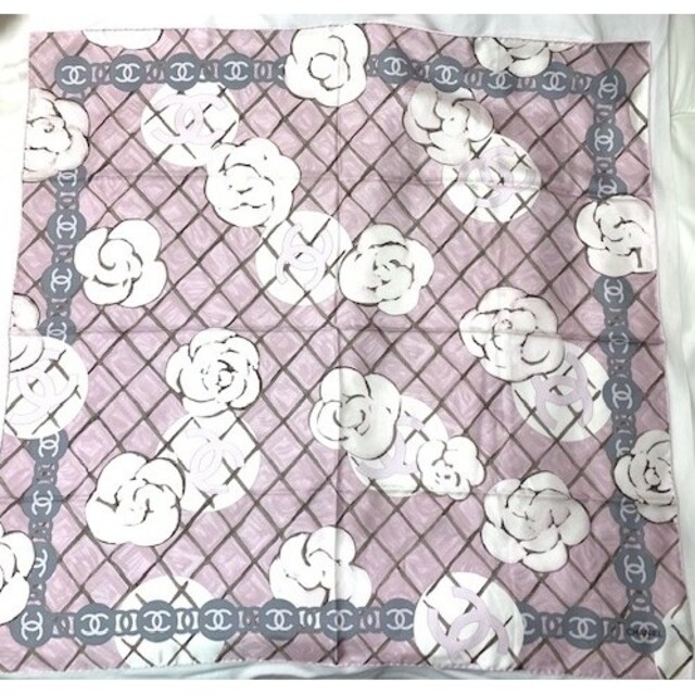 CHANEL シャネル カメリア スカーフ/カレ ピンク ココマーク シルク-