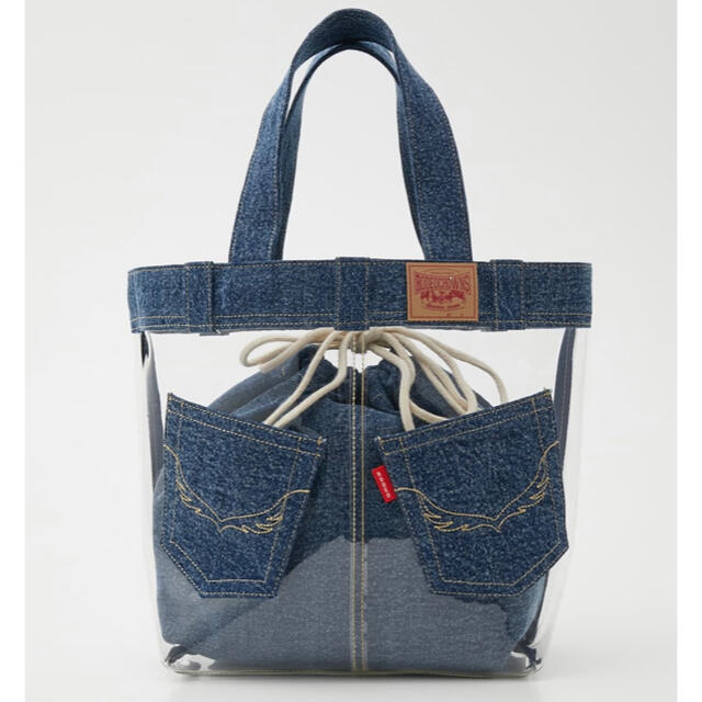 RODEO CROWNS WIDE BOWL(ロデオクラウンズワイドボウル)のRODEO CROWNS DENIM ビニール BAG ブルー レディースのバッグ(トートバッグ)の商品写真