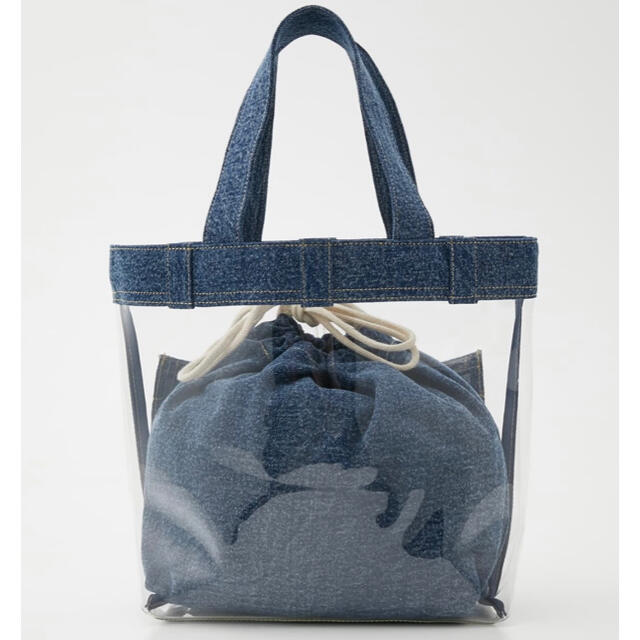 RODEO CROWNS WIDE BOWL(ロデオクラウンズワイドボウル)のRODEO CROWNS DENIM ビニール BAG ブルー レディースのバッグ(トートバッグ)の商品写真