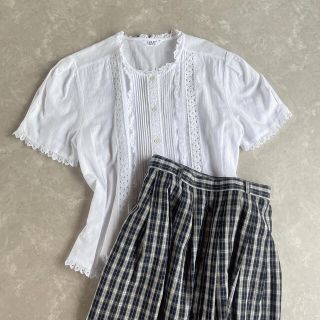 ロキエ(Lochie)のused レトロ フリルレース ブラウス 古着 ヴィンテージ vintage(シャツ/ブラウス(半袖/袖なし))