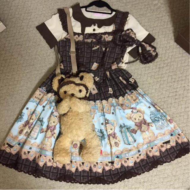 美品♪BABY♪くまくみゃちゃんのスウィートチョコレート柄JSK セット